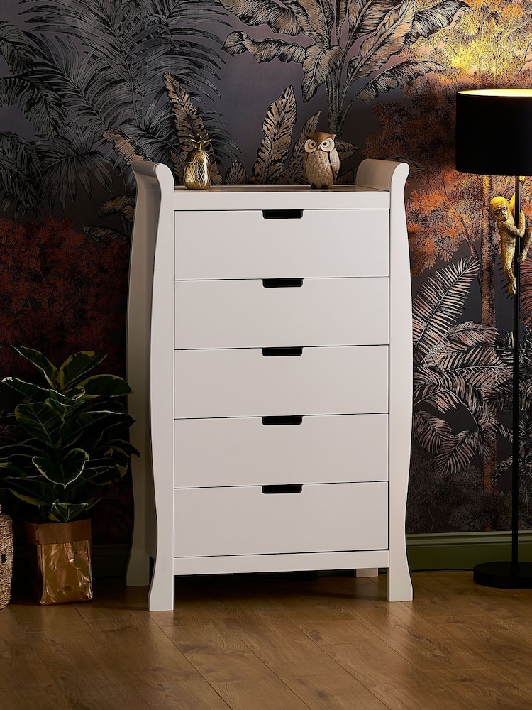 Obaby White Stamford Sleigh Tall Chest of Drawers - Image 1 of 3