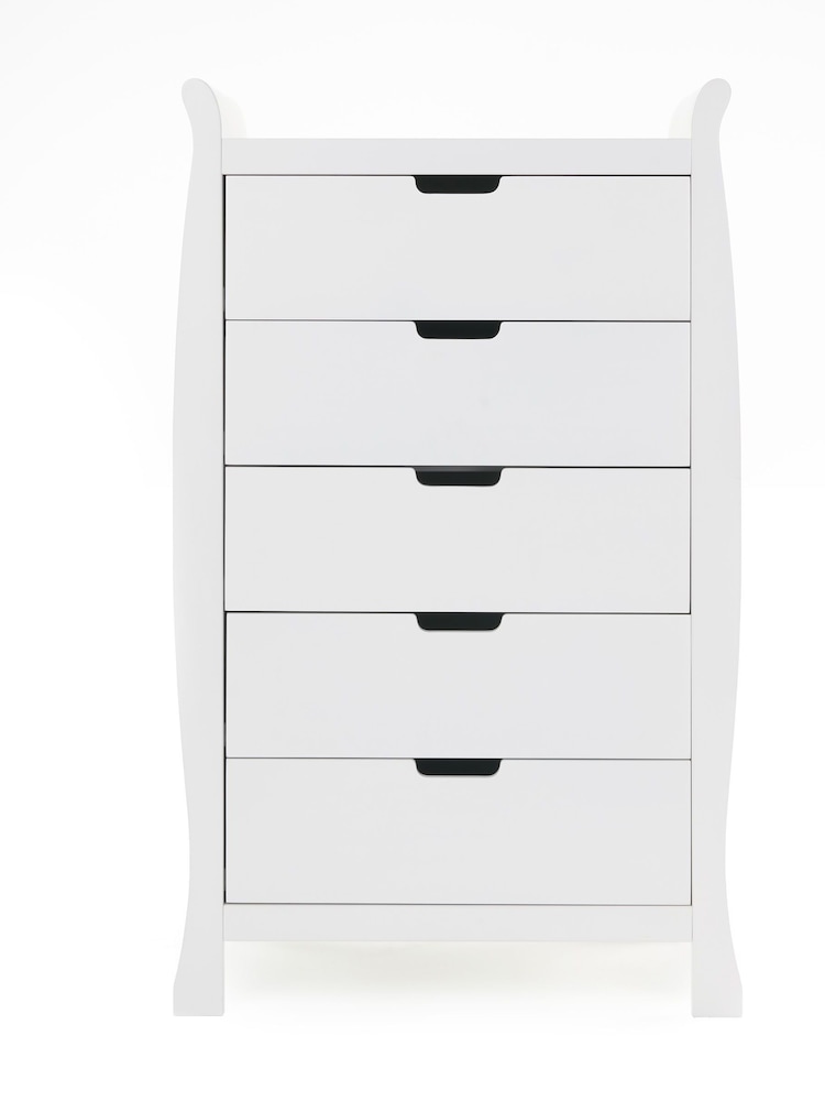 Obaby White Stamford Sleigh Tall Chest of Drawers - Image 2 of 3