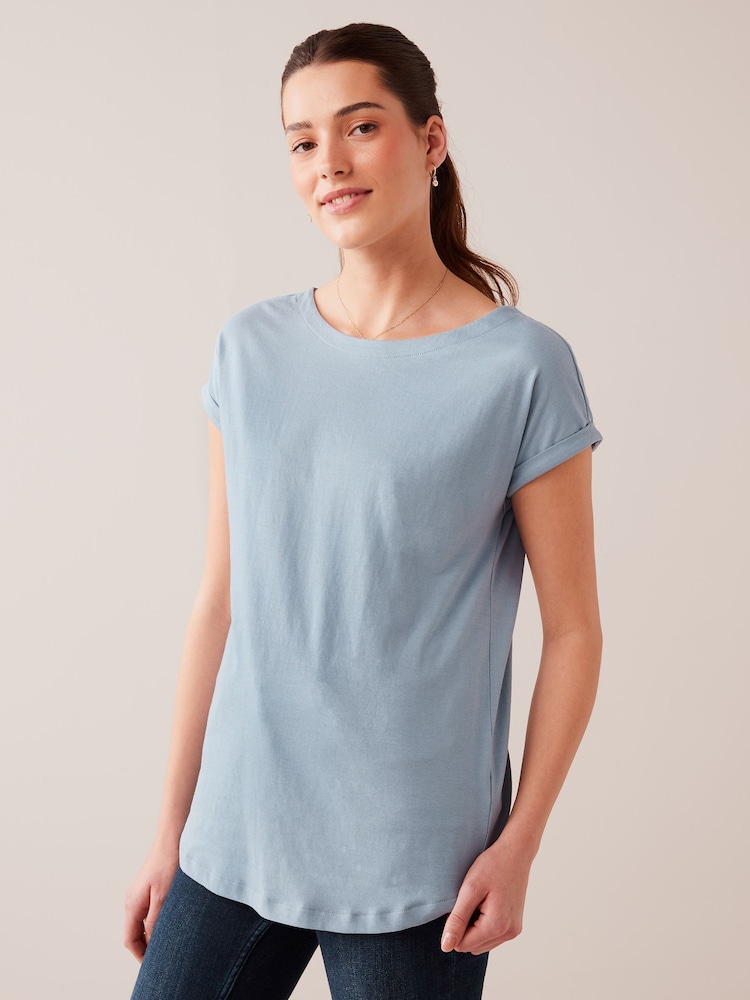 Blue Dusky Cap Sleeve T-Shirt Top - Image 1 of 5