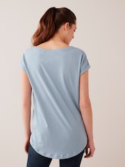 Blue Dusky Cap Sleeve T-Shirt Top - Image 2 of 5
