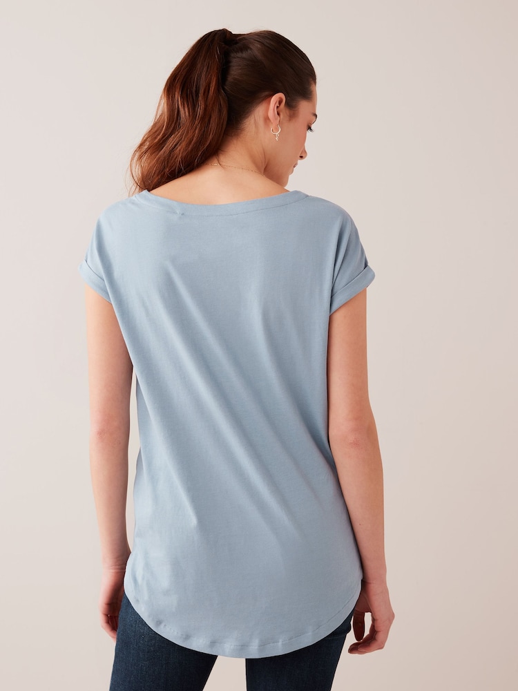 Blue Dusky Cap Sleeve T-Shirt Top - Image 2 of 5