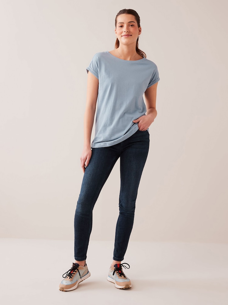 Blue Dusky Cap Sleeve T-Shirt Top - Image 2 of 5 Blue Dusky Cap Sleeve T-Shirt Top - Image 2 of 5