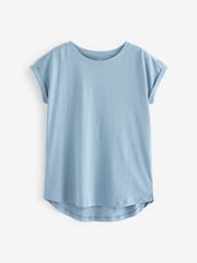 Blue Dusky Cap Sleeve T-Shirt Top - Image 5 of 5