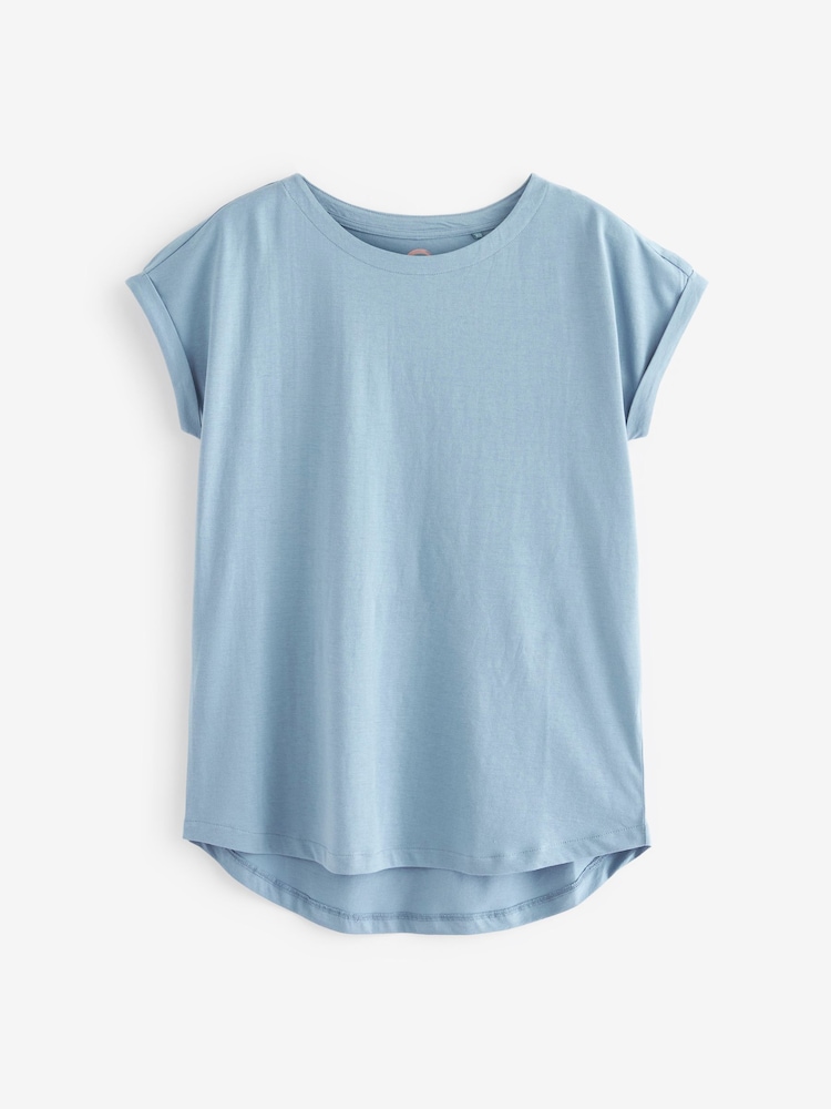Blue Dusky Cap Sleeve T-Shirt Top - Image 5 of 5