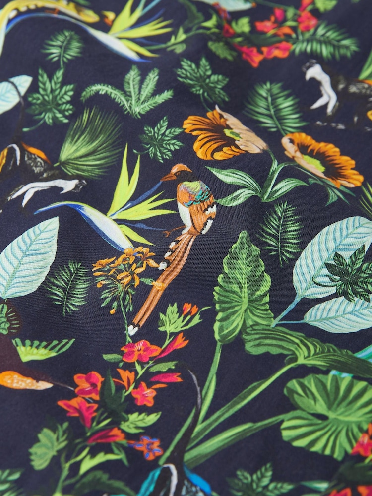 Blue/Green Monkey Regular Fit Short Sleeve Signature 'Ferno' Italian Printed Fabric Shirt - Image 8 of 8