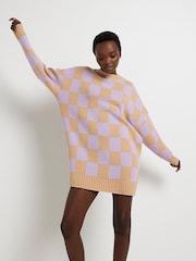 River Island Purple Checked Out Jumper Dress - Image 1 of 5