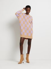 River Island Purple Checked Out Jumper Dress - Image 3 of 5