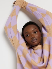 River Island Purple Checked Out Jumper Dress - Image 4 of 5