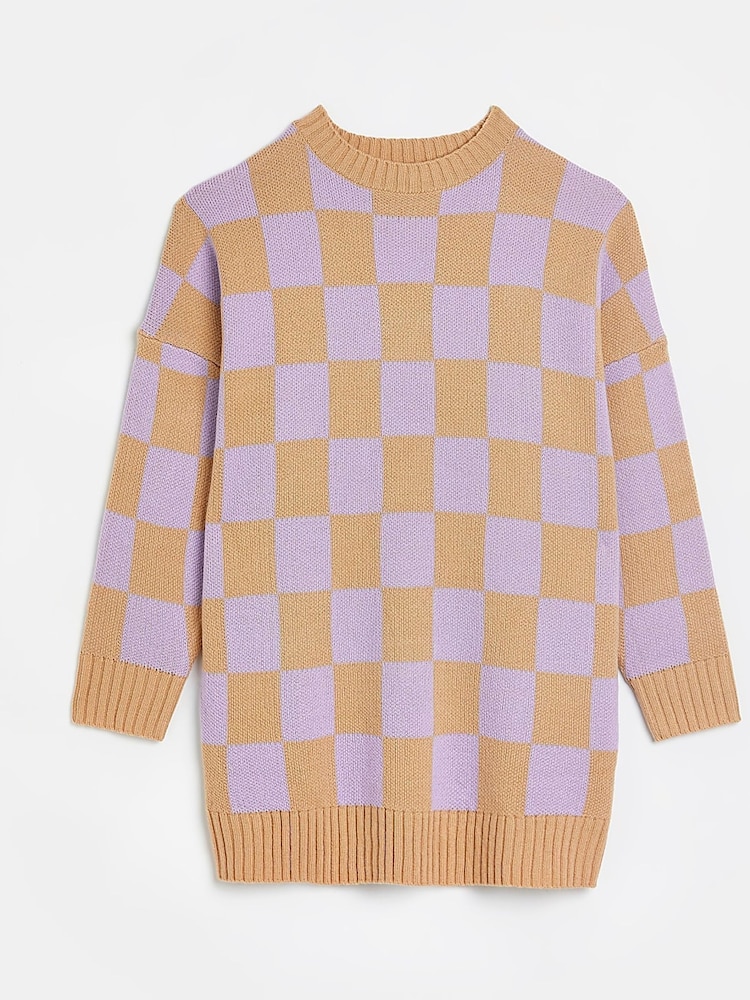 River Island Purple Checked Out Jumper Dress - Image 5 of 5