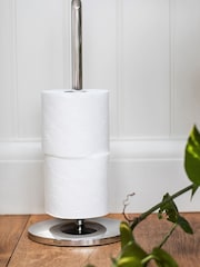 Robert Welch Silver Oblique V Toilet Roll Holder Floor Standing - Image 1 of 4