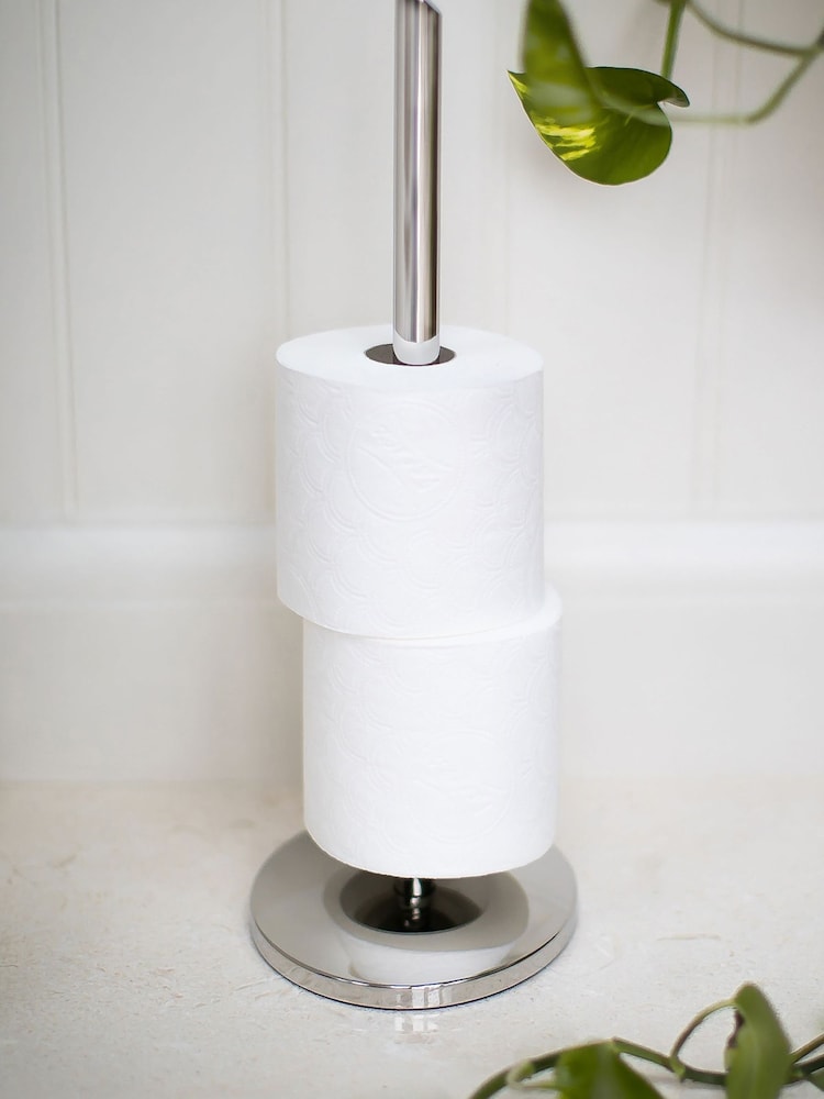 Robert Welch Silver Oblique V Toilet Roll Holder Floor Standing - Image 2 of 4