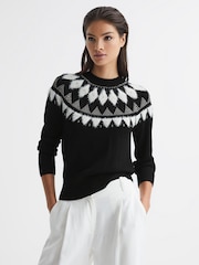 Reiss Black Holly Fairisle Pattern Metallic Jumper - Image 1 of 6