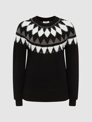 Reiss Black Holly Fairisle Pattern Metallic Jumper - Image 2 of 6