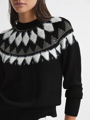 Reiss Black Holly Fairisle Pattern Metallic Jumper - Image 4 of 6