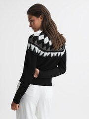 Reiss Black Holly Fairisle Pattern Metallic Jumper - Image 5 of 6