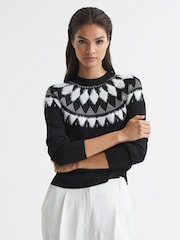 Reiss Black Holly Fairisle Pattern Metallic Jumper - Image 6 of 6