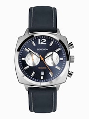 Sekonda Mens Blue Leather Strap Chronograph Watch - Image 1 of 6