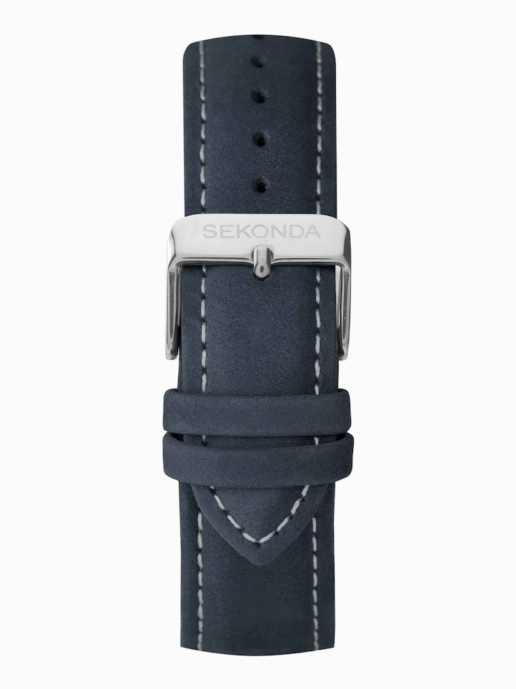 Sekonda Mens Blue Leather Strap Chronograph Watch - Image 2 of 6