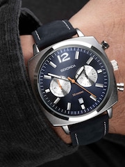 Sekonda Mens Blue Leather Strap Chronograph Watch - Image 6 of 6