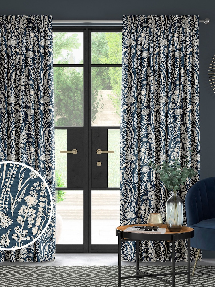 Blue Jarrod Made To Measure 100% Cotton Curtains - Image 1 of 9