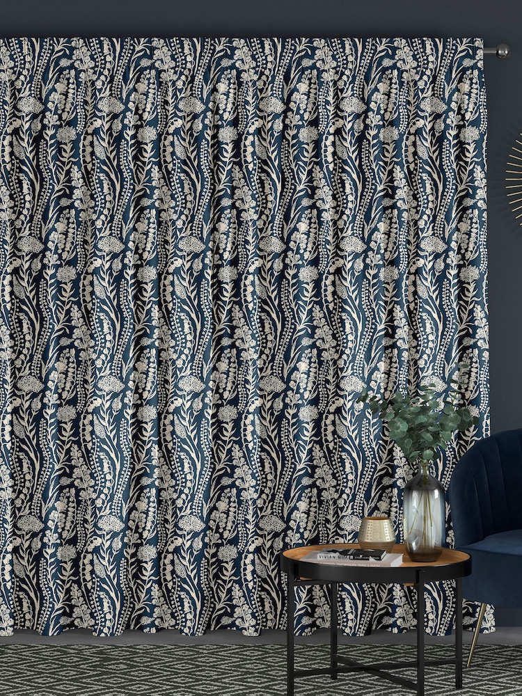 Blue Jarrod Made To Measure 100% Cotton Curtains - Image 2 of 9