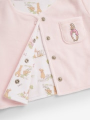 JoJo Maman Bébé Pink 3-Piece Flopsy Bunny Sleepsuit, Jacket & Hat Set - Image 9 of 9