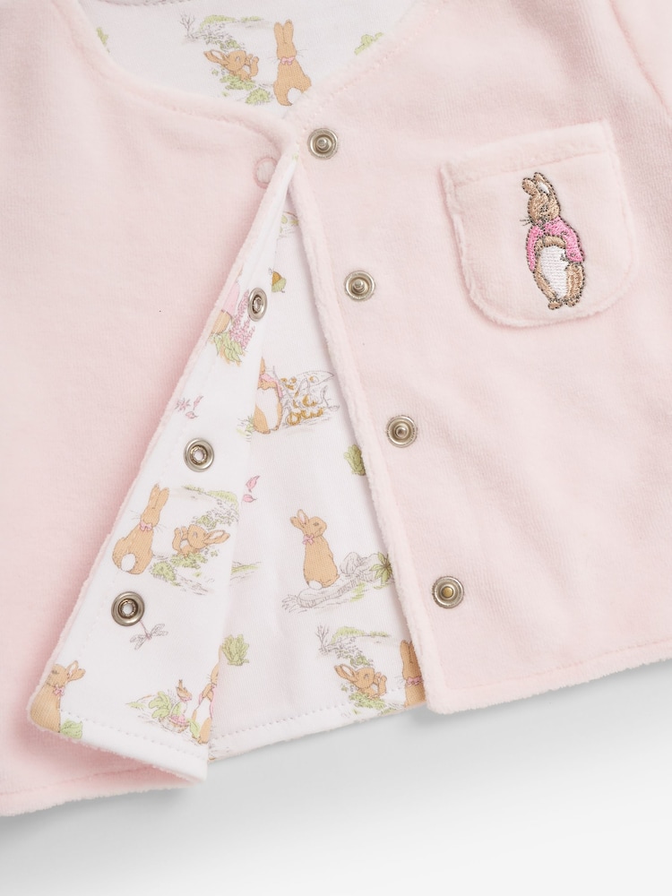 JoJo Maman Bébé Pink 3-Piece Flopsy Bunny Sleepsuit, Jacket & Hat Set - Image 9 of 9