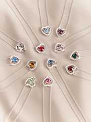 Silver Plated Heart Birthstone Necklace - Image 1 of 13