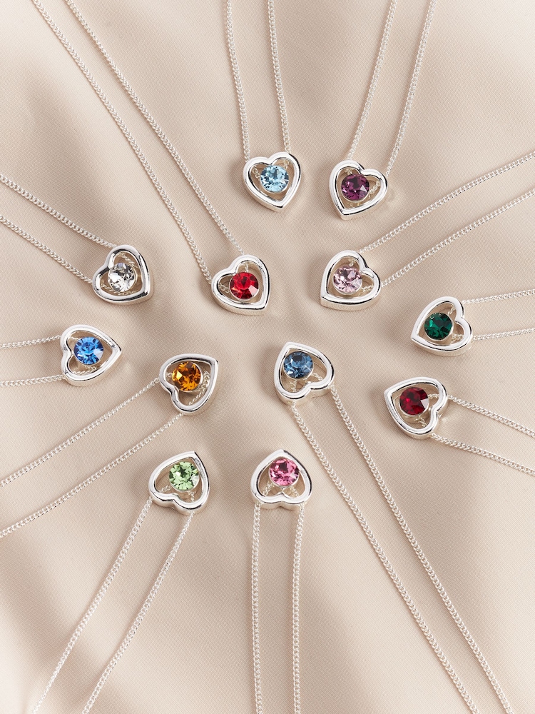 Silver Plated Heart Birthstone Necklace - Image 1 of 13