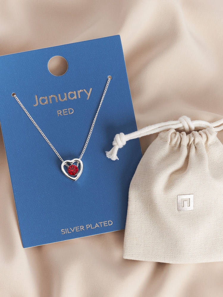 Silver Plated Heart Birthstone Necklace - Image 13 of 13