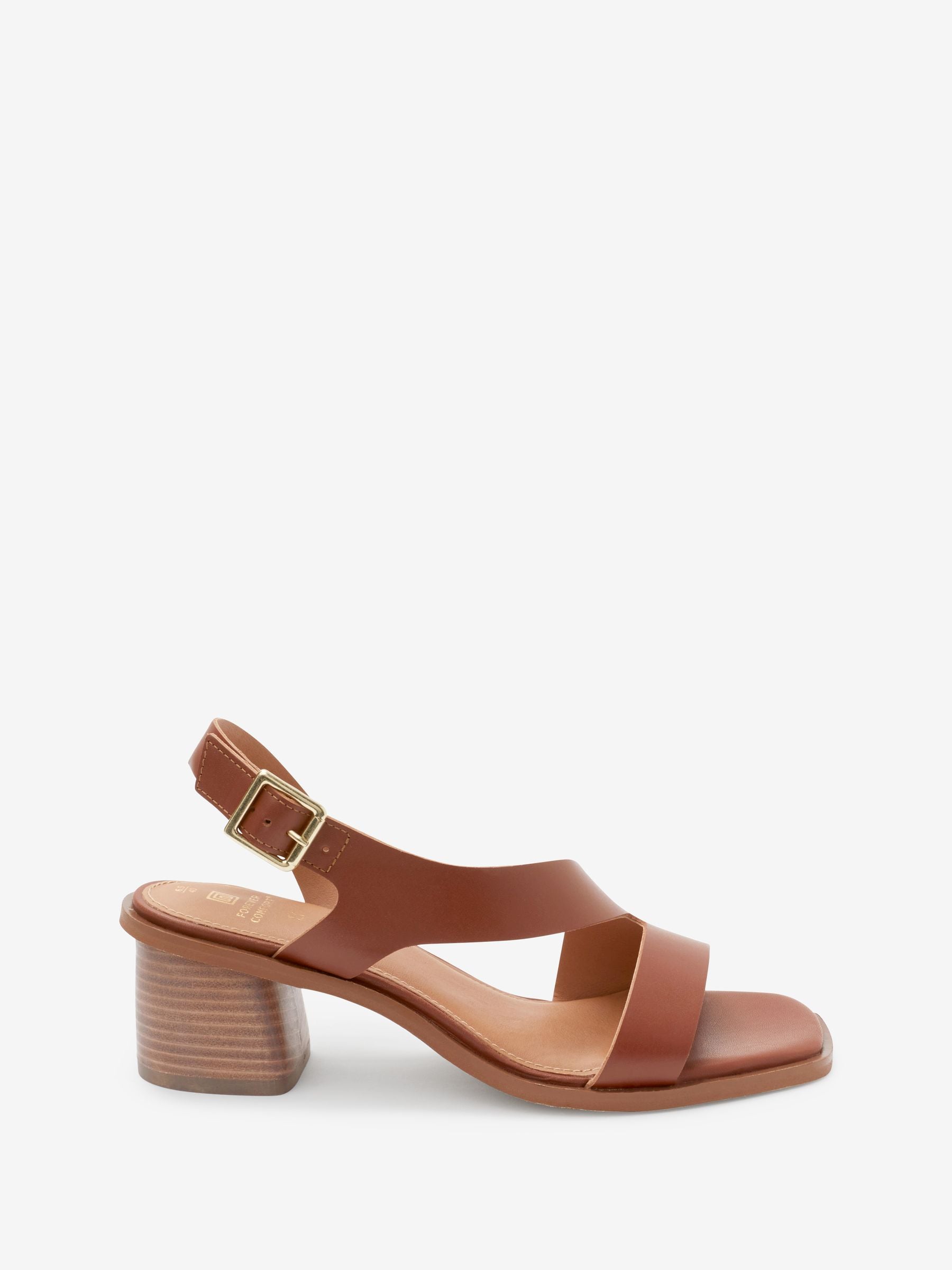 Tan block heel sandals 2025