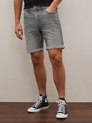 Temno siva - Raztegljive denim kratke hlače - Slika 1 iz 5