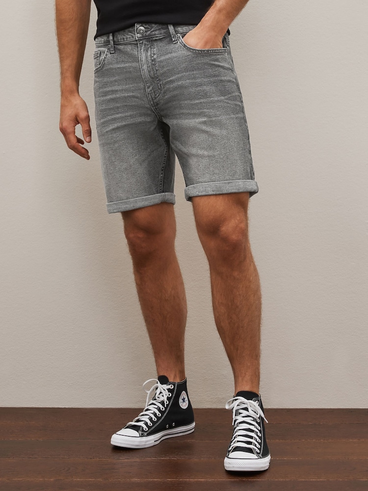 Temno siva - Raztegljive denim kratke hlače - Slika 1 iz 5