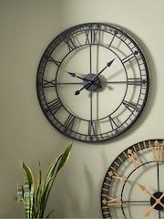 Pacific Black Round Metal Skeleton Wall Clock - Image 1 of 6