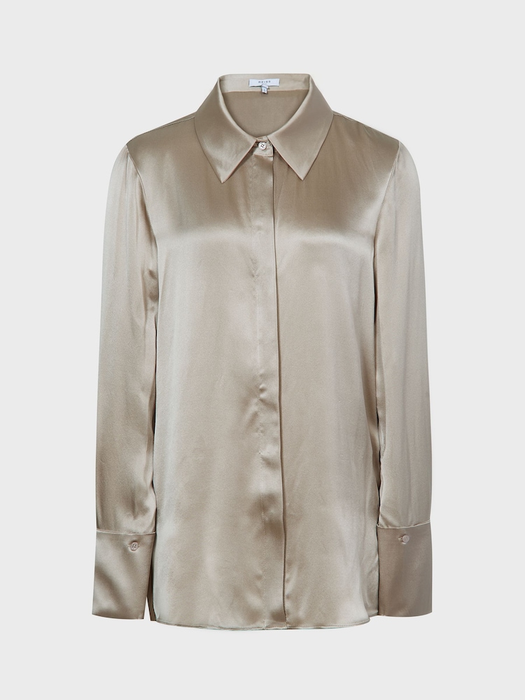 Reiss Champagne Haley Silk Shirt - Image 2 of 6