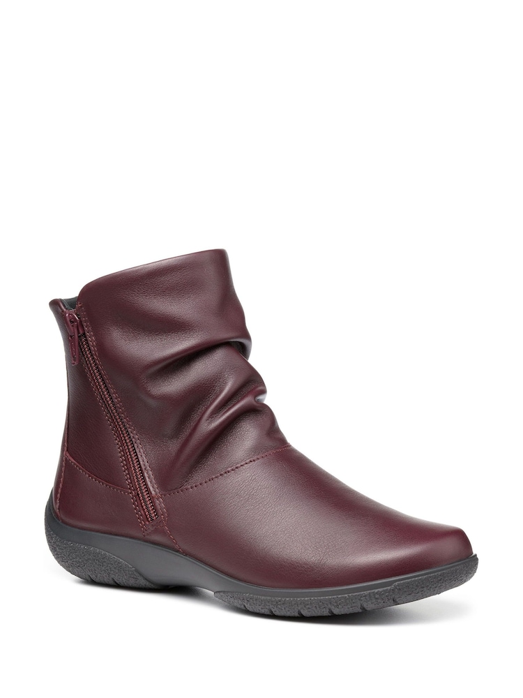 Hotter Burgundy Red Extra Wide Fit Whisper Zip Boots - Image 2 of 4