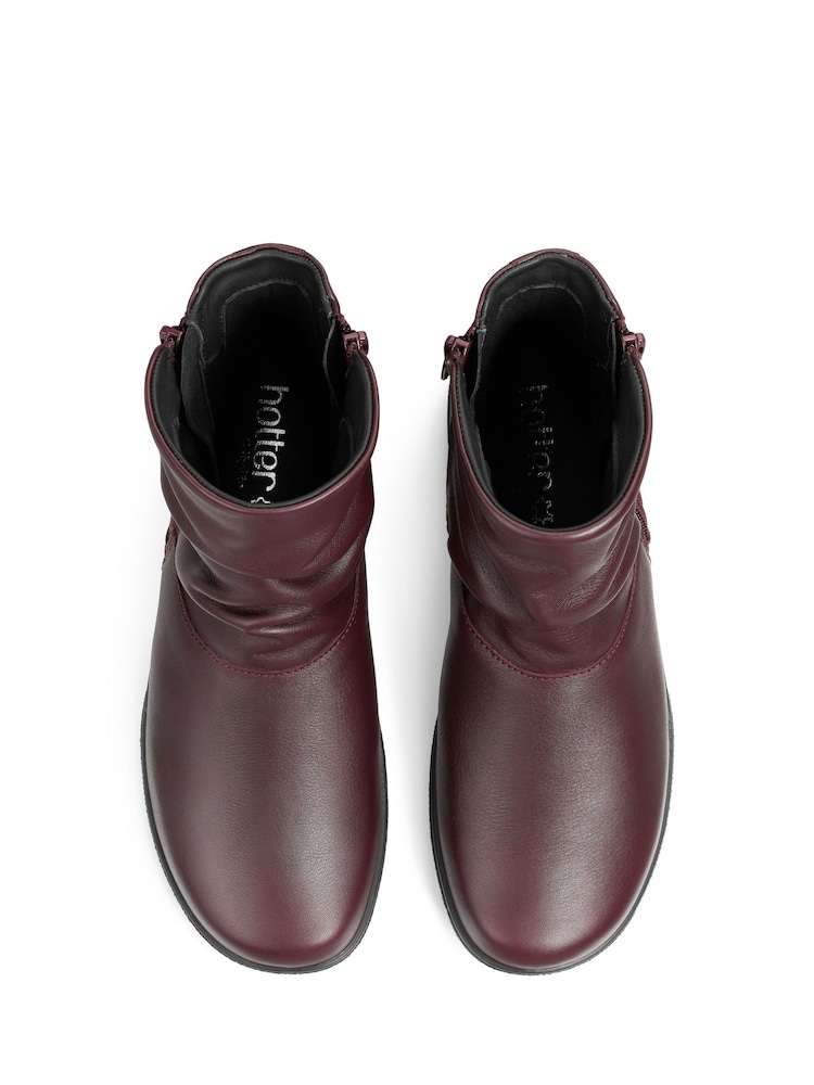 Hotter Burgundy Red Extra Wide Fit Whisper Zip Boots - Image 4 of 4