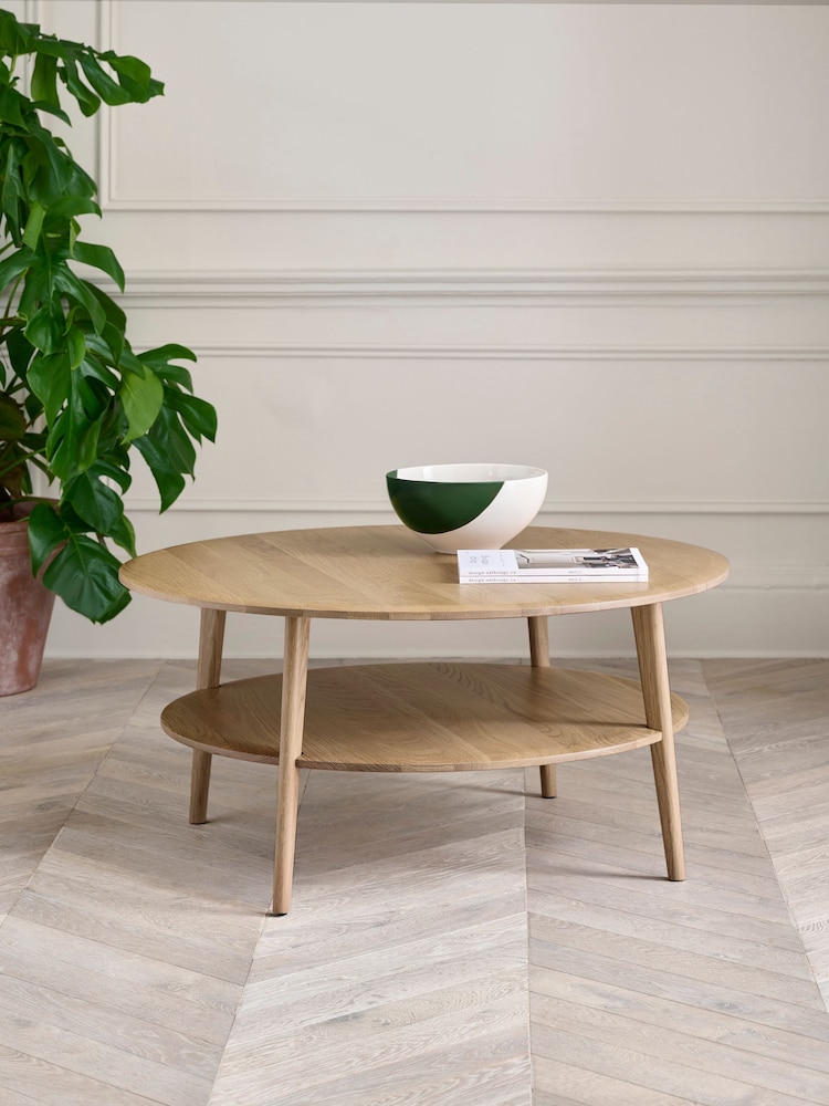 Jasper Conran London Oak Belgrave Walnut Round Coffee Table - Image 1 of 6