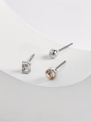 Silver Tone Initial Earrings 3 Pack - Image 1 of 4