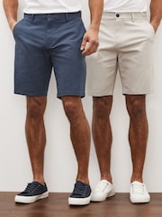 Light Stone & Vintage Blue 2 Pack Stretch Chino Shorts - Image 1 of 12