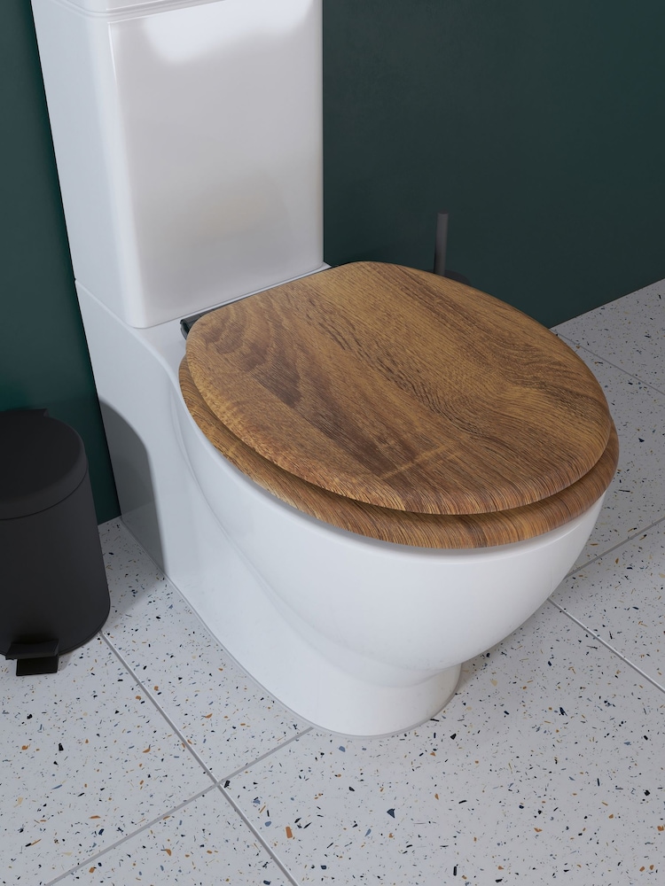 Croydex Ontario Teak Flexi-Fix™ Toilet Seat - Image 1 of 4