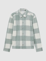 Reiss Sage/White Scott Brushed Check Overshirt - Image 2 of 4