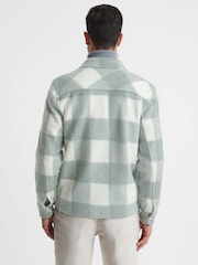 Reiss Sage/White Scott Brushed Check Overshirt - Image 4 of 4