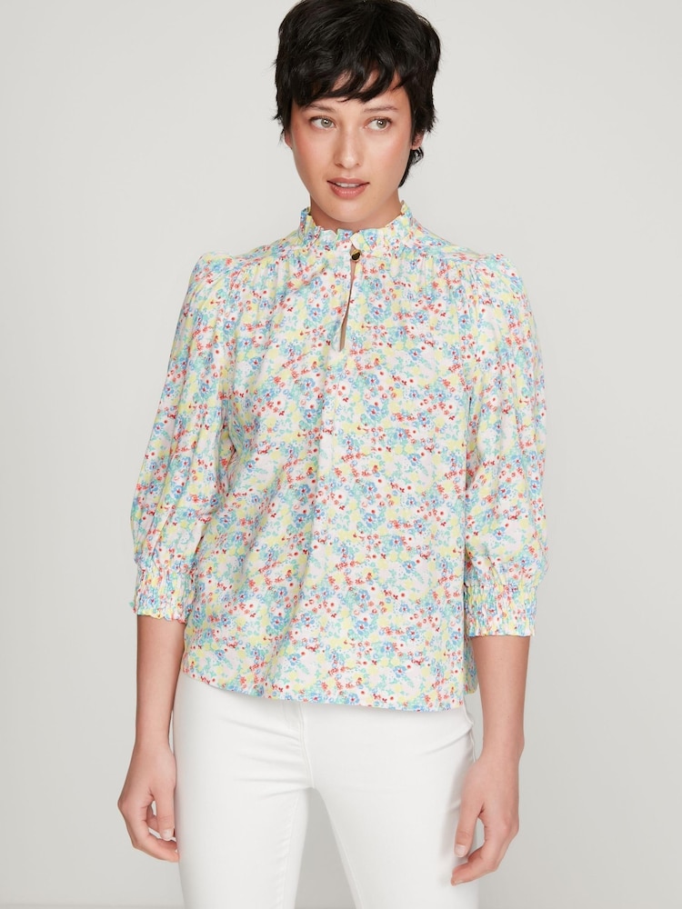 M&co Bluse mit Blümchenmuster und Schlüssellochausschnitt, Pink (Kurzgröße) - Bild 1 von 5 M&co Bluse mit Blümchenmuster und Schlüssellochausschnitt, Pink (Kurzgröße) - Bild 1 von 5