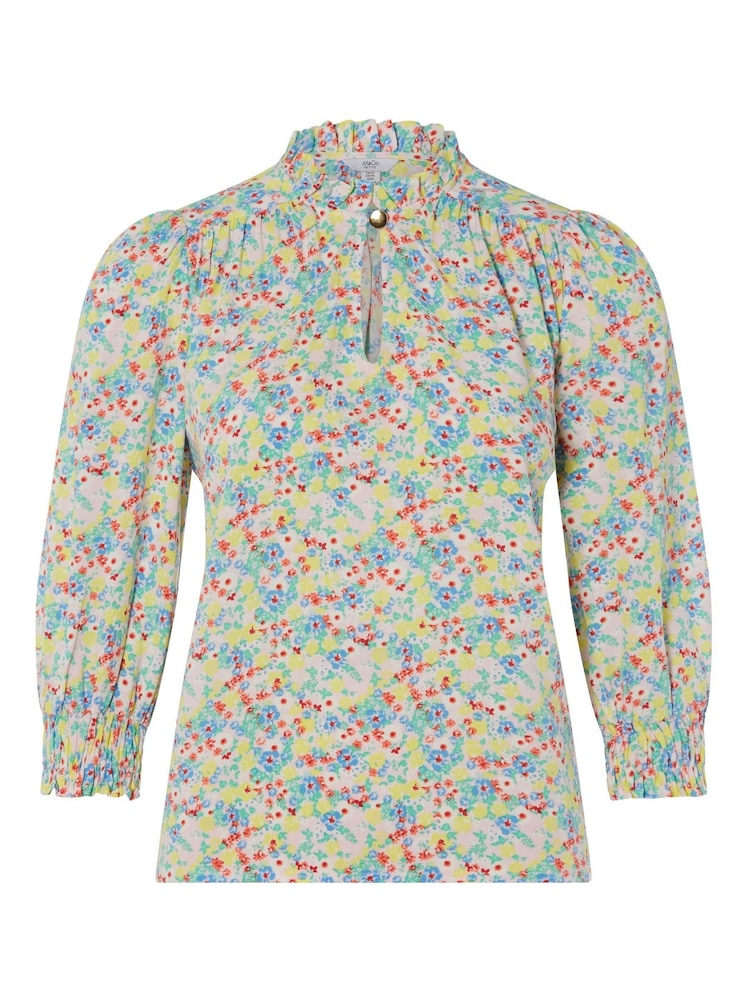 M&co Bluse mit Blümchenmuster und Schlüssellochausschnitt, Pink (Kurzgröße) - Bild 5 von 5 M&co Bluse mit Blümchenmuster und Schlüssellochausschnitt, Pink (Kurzgröße) - Bild 5 von 5