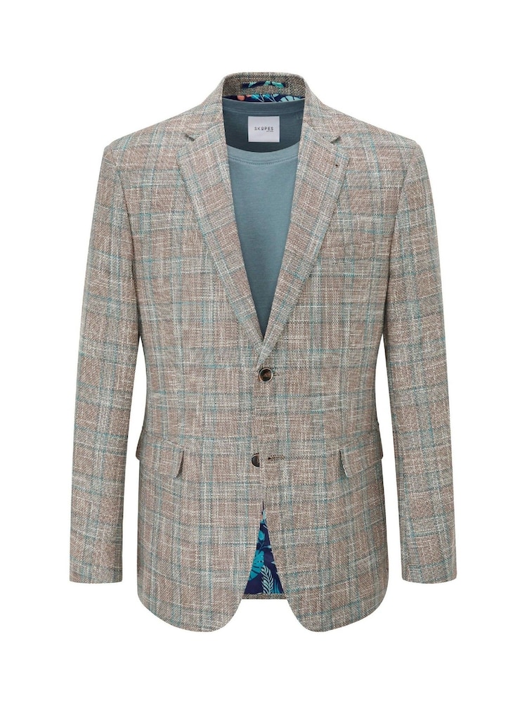 Skopes Mickelson Stone Blue Check Tailored Fit Jacket - Image 6 of 6