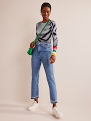 Boden Navy Blue 100% Cotton Long Sleeve Breton Top - Image 1 of 5
