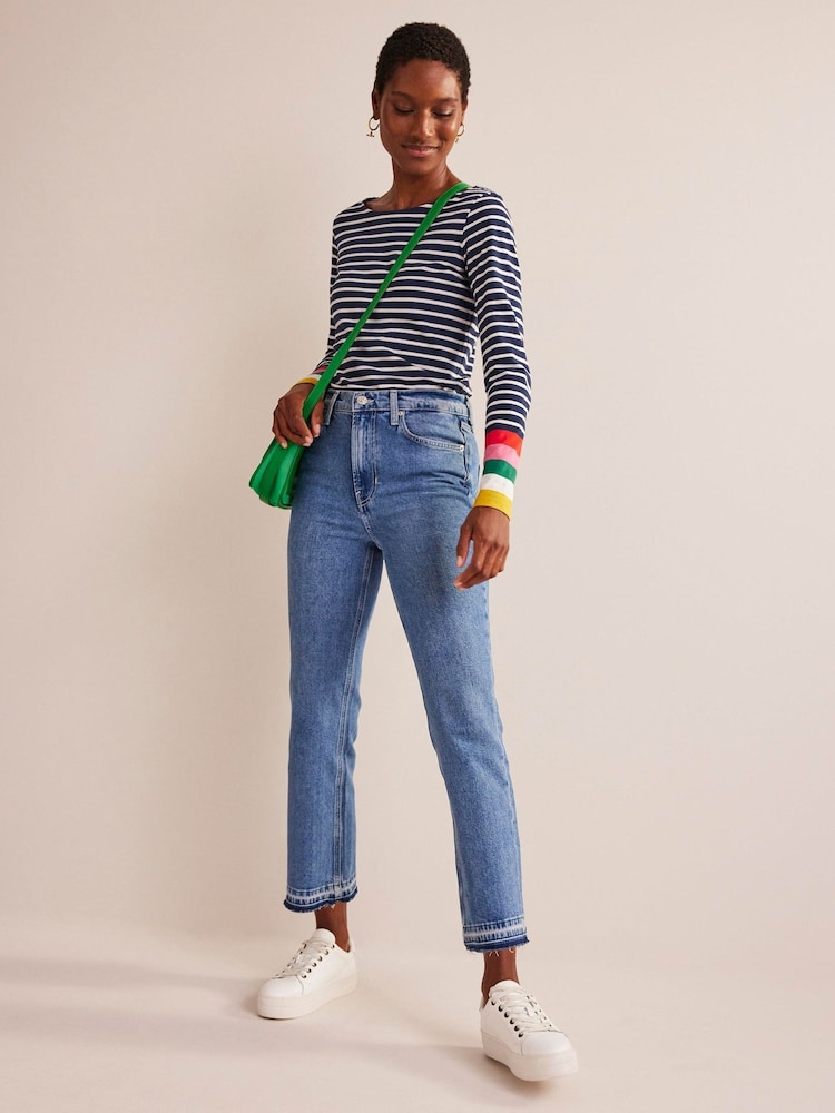 Boden Navy Blue 100% Cotton Long Sleeve Breton Top - Image 1 of 5
