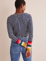 Boden Navy Blue 100% Cotton Long Sleeve Breton Top - Image 2 of 5