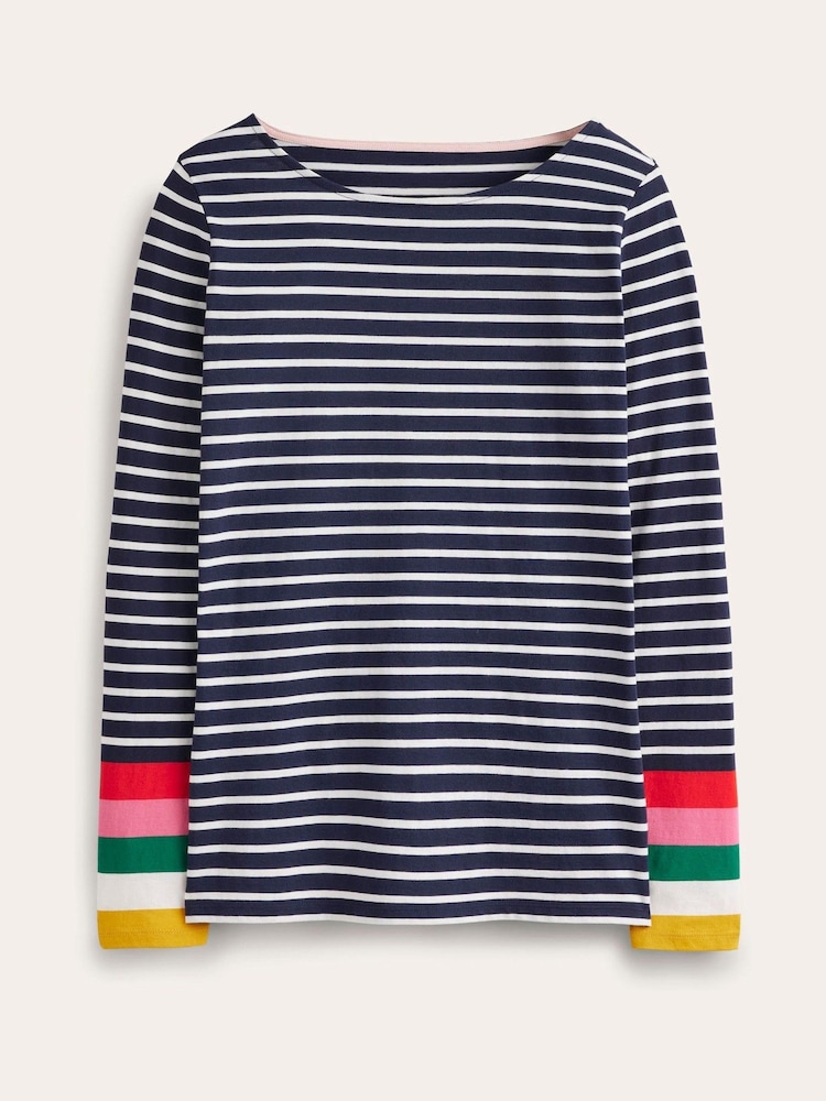 Boden Navy Blue 100% Cotton Long Sleeve Breton Top - Image 5 of 5